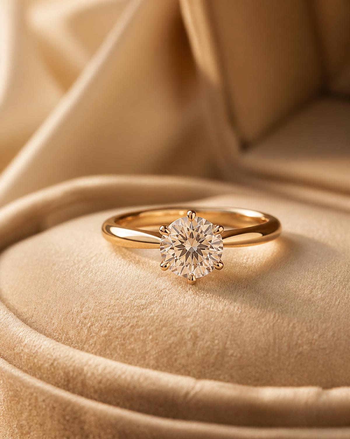 A solitaire diamond ring